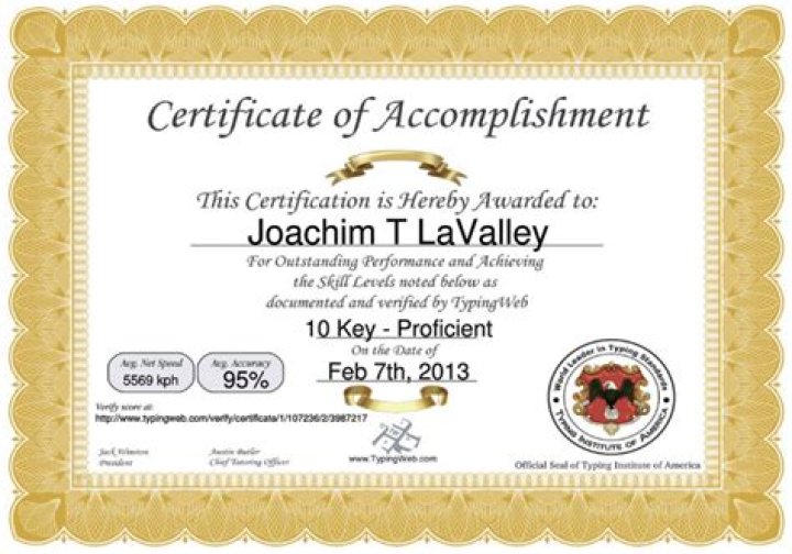 10 key certificate