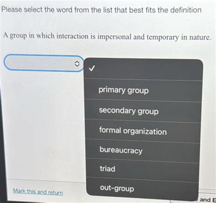 a group in which interaction is impersonal and temporary in nature.