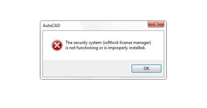 the security system (softlock license manager) is not functioning or is improperly installed