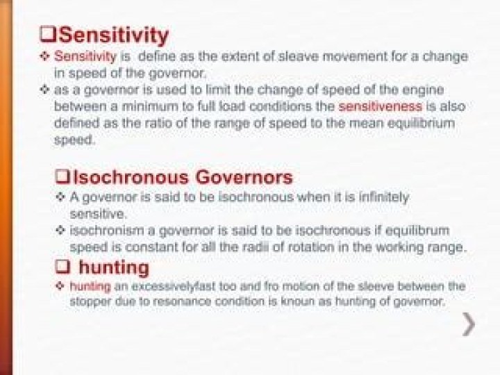 the sensitivity of an isochronous governor is