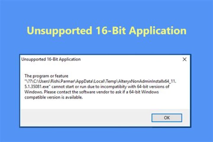 unsupported 16 bit application windows 10