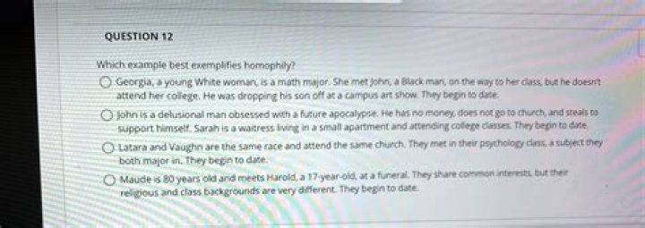 which example best exemplifies homophily?