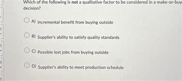 which of the following is not a qualitative factor to be considered in a make-or-buy decision?