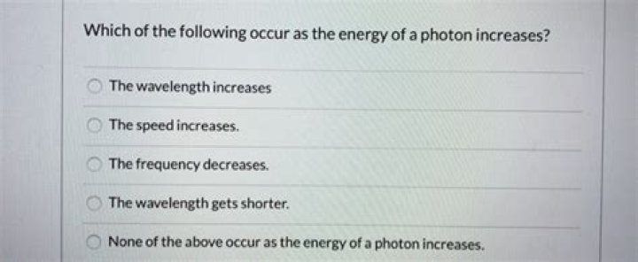 which of the following occur as the energy of a photon increases?