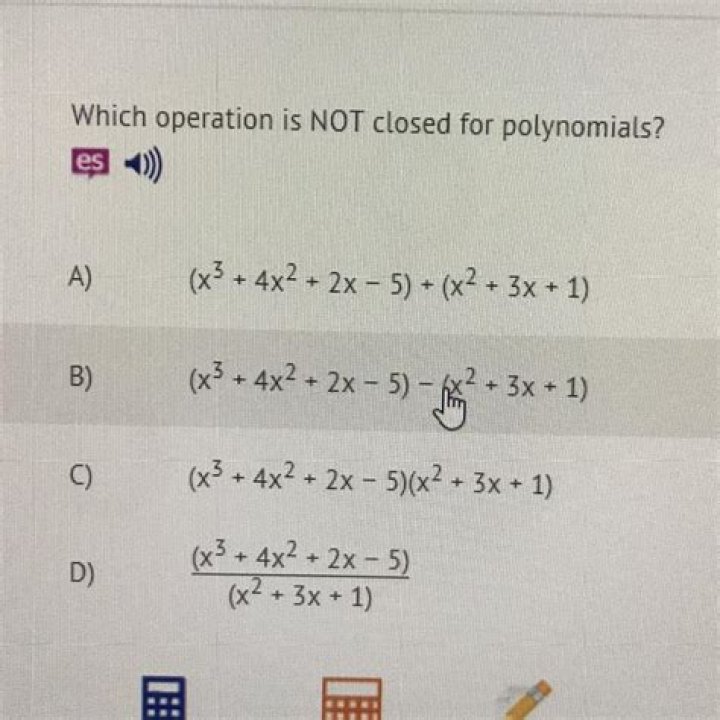 which operation is not closed for polynomials?